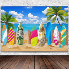 Tropical Beach Party Backdrop 72.8x43.3in Surfboard Luau Summer Photo Banner
