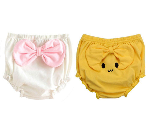 Baby Infant Toddler Bloomer Shorts Lovely Bow Cotton Diaper Covers Briefs, 2