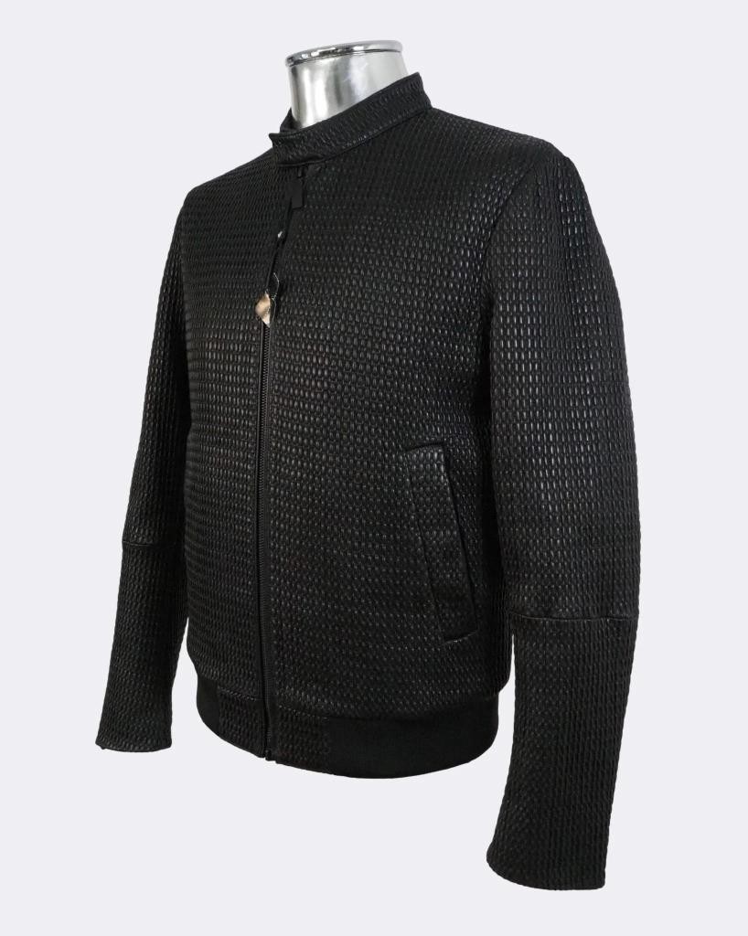 Emporio Armani Black Textured Leather Bomber Jacket Medium EU50 RRP £1150 image 10