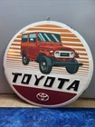Vintage Toyota Land Cruiser Sign Motors Gas Pump Porcelain Style Metal Sign