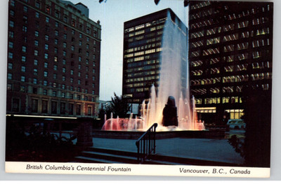 British Columbias Centennial Fountain Vancouver B C Canada Postcard 1977