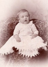 Antique Cabinet Card Photo Darling Baby w Exquisite Handmade Victorian Dress