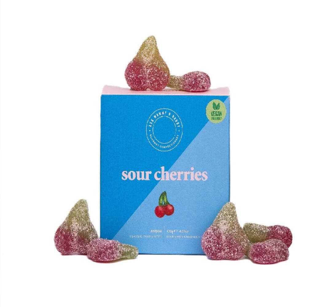 Sour Cherries Sweets Gift Box 120g Sour & Sweet Gummys By Ask Mummy & Daddy