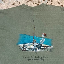 Vintage Sea Dog Sportswear Art of Hooking Up Shirt Size XL 90s Fishing Tee