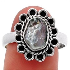 Natural Aquamarine Rough - Brazil 925 Sterling Silver Ring s.9 Jewelry R-1256