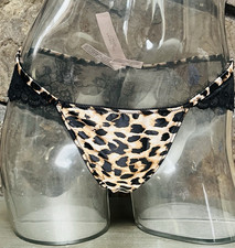 Victoria's Secret Satin Lace CHEEKY Panty Sz M LEOPARD PRINT NWT 18.95