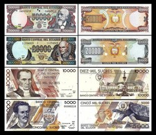 ECUADOR Set 4 pcs 5000 10000 20000 50000 Sucres 1999 Picks 127-130 Uncirculated