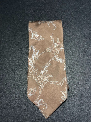 Klassische Herrenkrawatte 100 % Seide taupe beige Blatt Jacquard formell Hochzeit ''