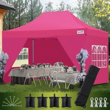 Pop Up Canopy Tent with Sidewalls, Hexagonal Legs- Commercial Instant Shelter