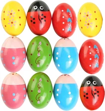 12 Pcs Wooden Egg Shakers Musical Percussion Instruments
