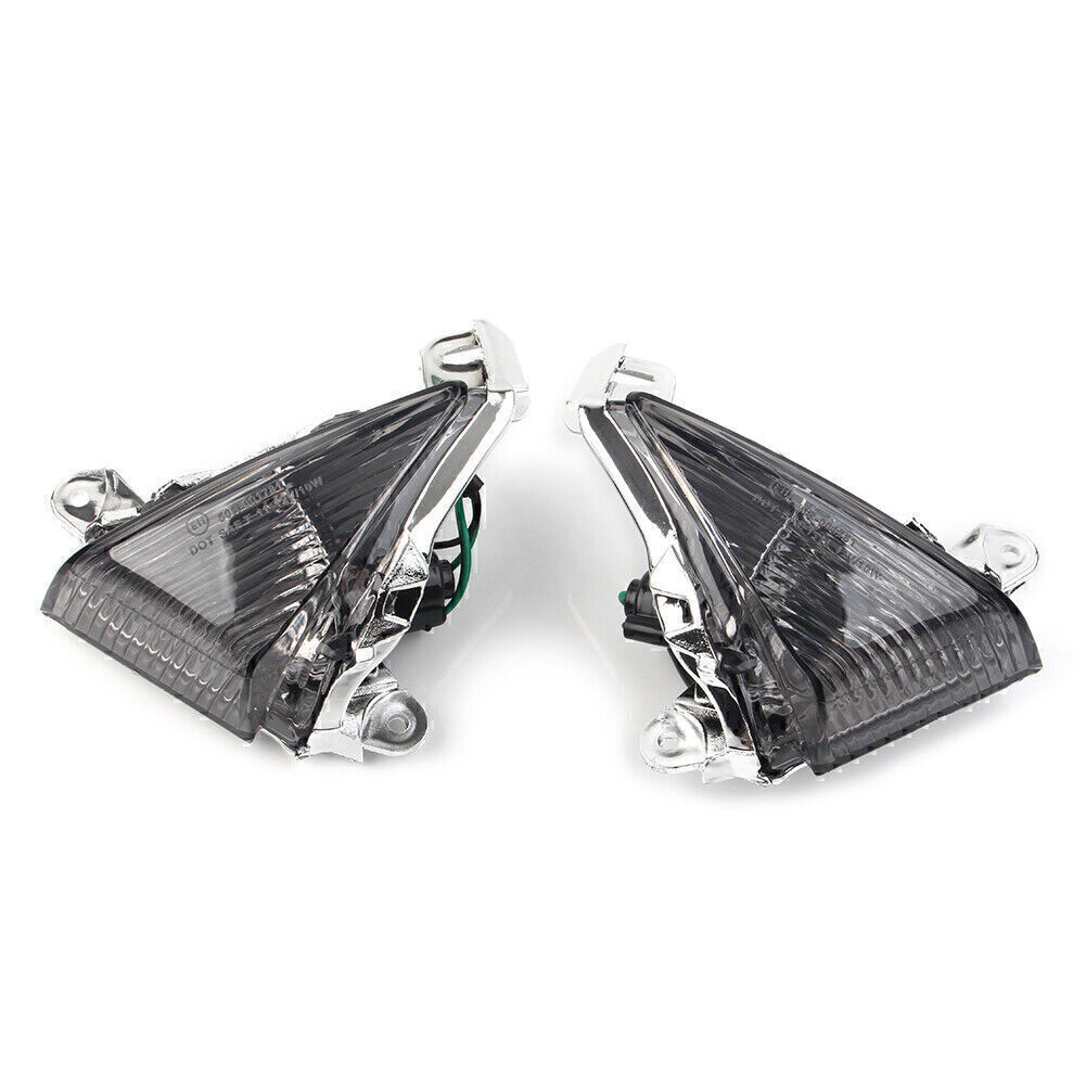 シーグラスランプ Smoke Front Turn Signals Lenses For Kawasaki ZX636/ZX6R 2005-2010