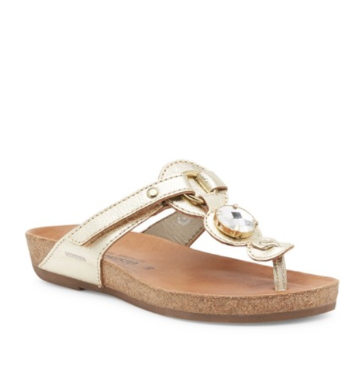 Mephisto Womens Gold Metalkid Violeta Thong Sandal Sz 36 EUR 6 US 10183 for sale online
