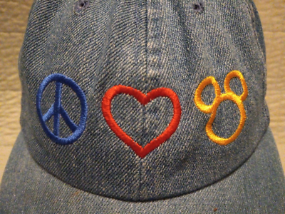 Unisex Adj Strapback Disney Blue Denim Peace Love Mickey  display picture 3