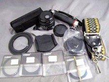 Vintage Camera Acc. w/ 50mm Prime Canon Lens Auto Winder Retro Strap Filters