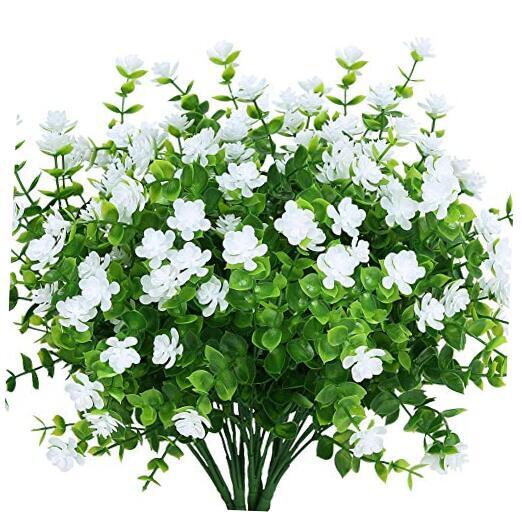 Artificial Flowers Fake Outdoor UV Resistant Boxwood Plants Shrubs 4 White