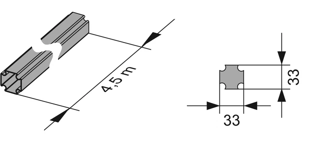 TECEprofil Profilrohr 4500 x 33 x 33 mm Stahl verzinkt - Bild 2 von 2