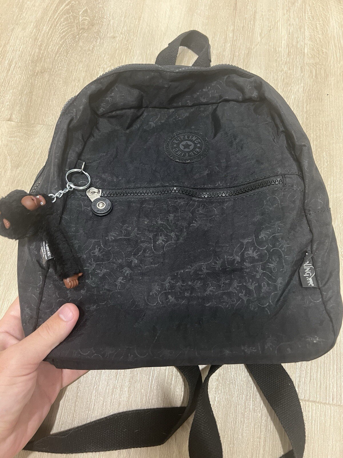 Kipling Backpack All Over Monkey Print Black 12” … - image 2