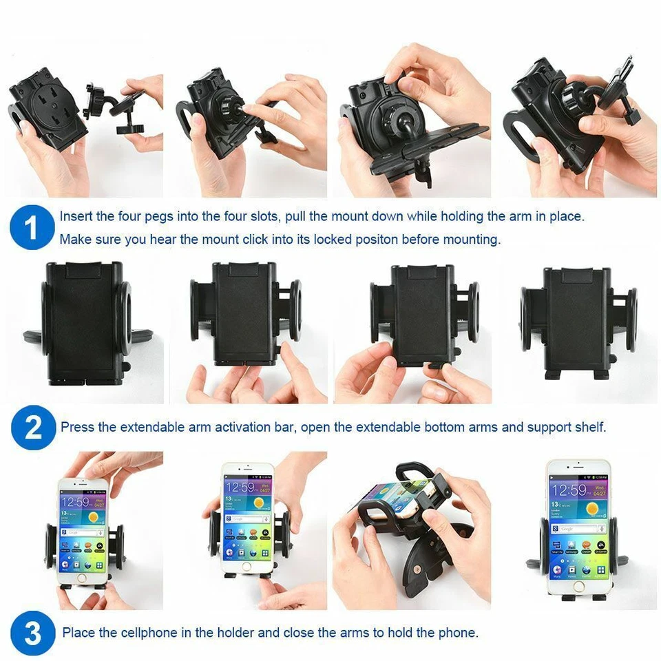 360° Car Holder CD Slot Mount Bracket For Mobile Cell Phone iPhone Samsung GPS - Image 3 of 4