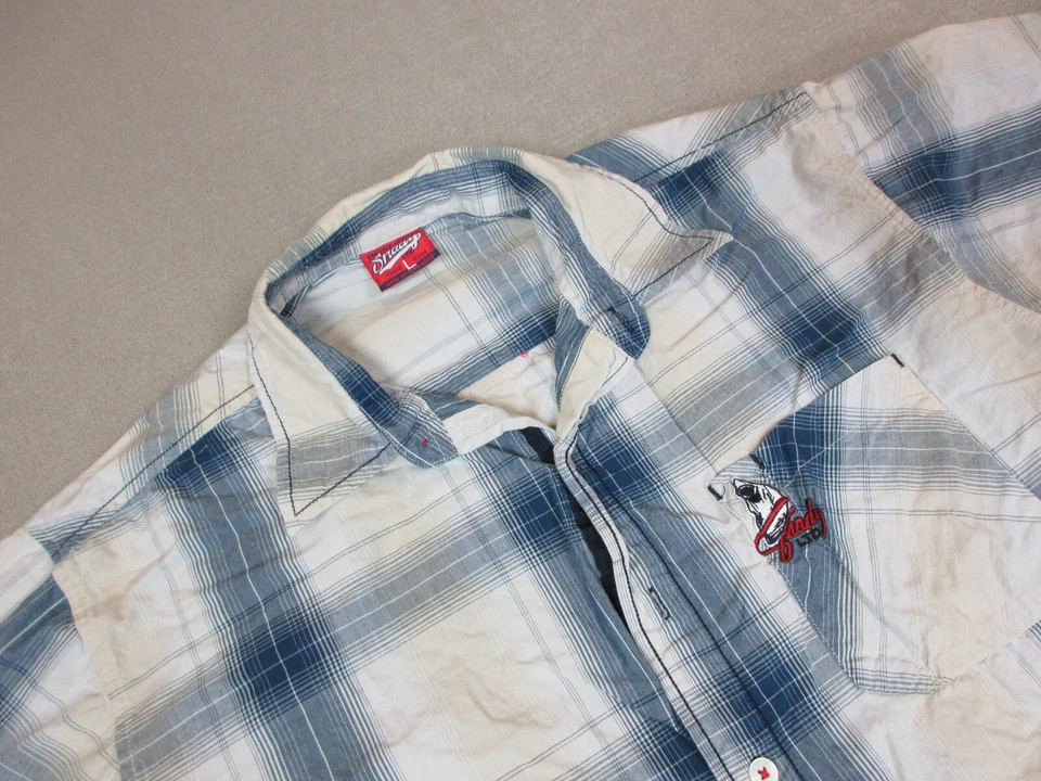 VINTAGE Shady Ltd Shirt Mens Large Beige Blue Eminem Button Up Short Sleeve Y2K* - Image 2 of 4
