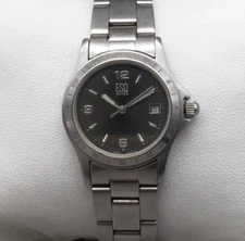 ESQ Swiss Movado Watch Women 27mm Silver Tone Gray Dial Date New Battery 7"