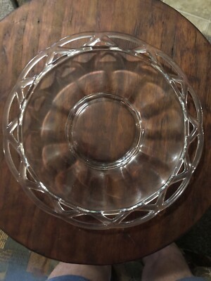 Imperial Glass Company Crochet Lace Crystal Footed Dinner Plate 9.5 inch.