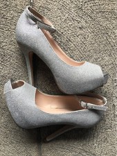 Dream Pairs Silver Peep Toe Glitter Sparkle Platform Stiletto High Heels