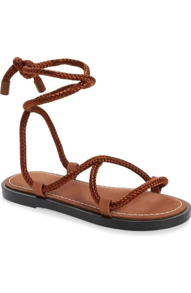 $375 - RAG & BONE Infinity Woven Ankle Tie Leather Sandals in Brown Size 6.5