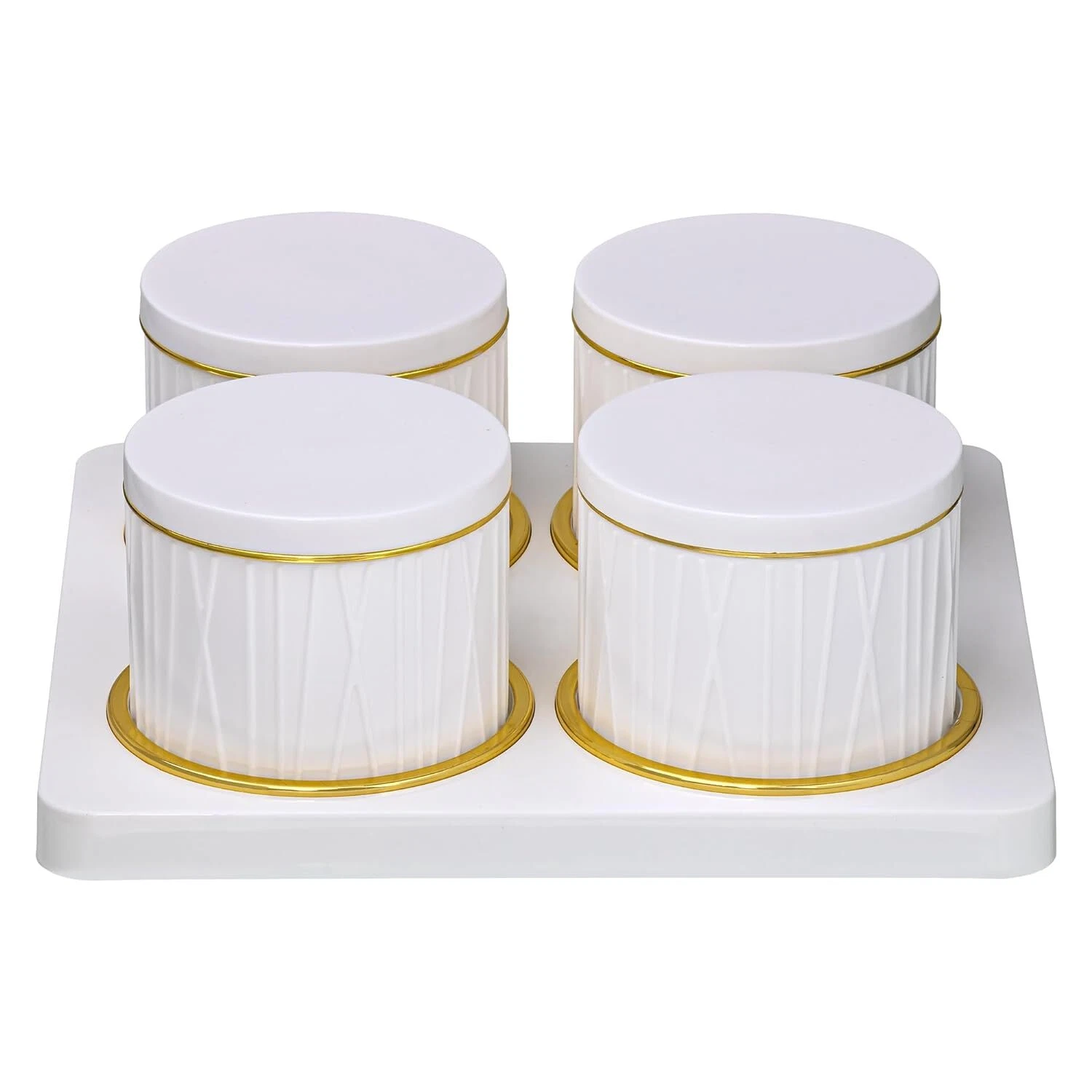 Dry Fruit Container Tray Set 4 Pieces 450ml with Subtle Gold Rim US