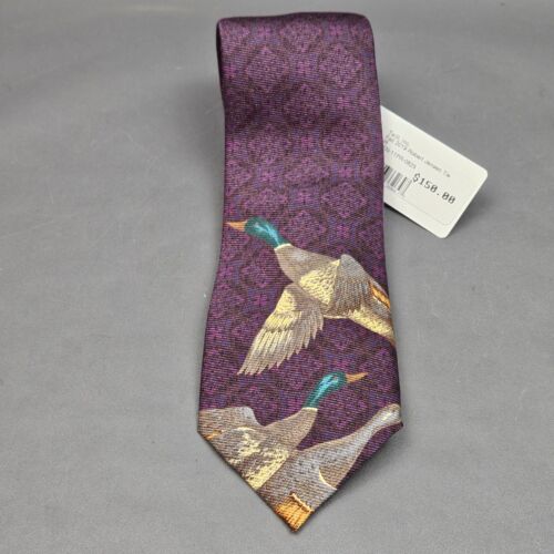 Robert Jensen Fall 2019 Tie Silk Purple Ducks Handsewn Necktie Made In Italy