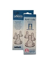 Dr. Browns Natural Flow Anti-Colic Narrow Baby Bottle Nipples 4 Pack Slowest Pre
