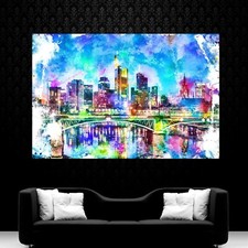 LEINWAND BILDER XXL ABSTRAKT FRANKFURT SKYLINE GRAFFITI POP ART WAND POSTER