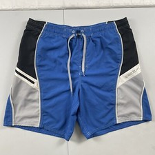 Speedo Swim Trunks Mens Medium Blue Zip Pocket Beach Outdoor Shorts