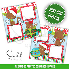 Christmas Cat Scrapbook Pages Kitten 2 PRINTED Premade Scrapbook Quick Pages 115