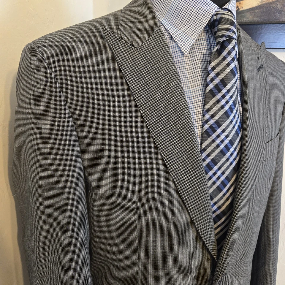 Blazer de puño de cirujano de lavandería inglés para hombre 40L gris puntada superior solapa pico abrigo deportivo Foto 4 de 4