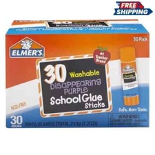 Elmer's Disappearing Purple School Glue Sticks, Washable, 7 Grams, 30 Count