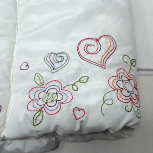Girls Puffer Jacket Size 6 Quilted Puffer Vest Hoodie Sleeveless Hearts Flowers - Picture 3 of 10
