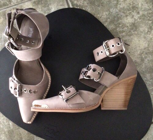 Jeffrey Campbell Emilia Buckle Pointed Toe, Strapped Leather Shoes Boots S. 8.5