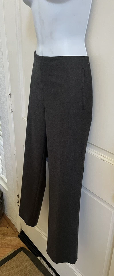 РЯД НОВЫЙ! Темно вересковый серый 100% Virgin шерсти стороны молнии тонкий ноги брюки размер 6 - Изображение 4 из 4