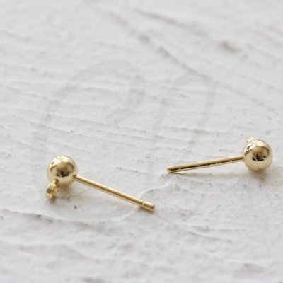 2 PIeces Gold Plated Earring Posts w/ 4mm Ball - Sterling Silver Pin ...