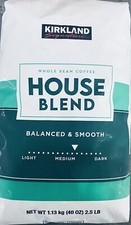 Kirkland Signature House Blend Whole Bean MEDIUM ROAST Coffee 2.5 Lb Bag