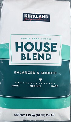 Kirkland Signature House Blend Whole Bean MEDIUM ROAST Coffee 2.5 