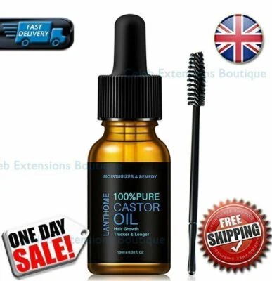 LANTHOME 2 x 10ML✅ Castor Oil Eyelashes 💜Longer & Thicker Eyebrows Hair Care Growth ❤️🔥