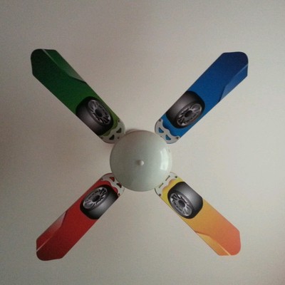 Racing Car Wheel Ceiling Fan Sticker Skins Childrens Bedroom Wall