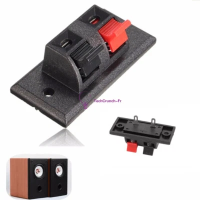 2PCS 2 Way Push Release Connector Plate Amplifier Speaker Terminal Strip Block