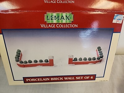 Lemax Village Collection Porcelain Brick Wall Set Of 6 Accessories In Box 1992