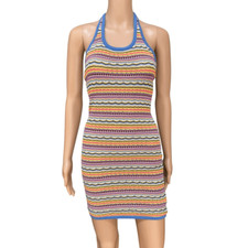 Urban Outfitters 100% cotton multicolor crochet halter neck dress size S