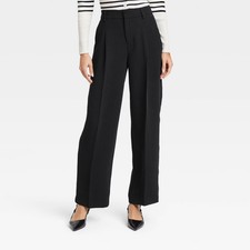 Women's High-Rise Pleated Front Straight Trousers - A New Day