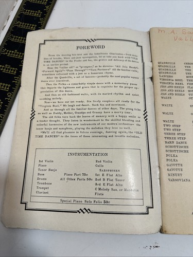 Pioneer Music Collection Old Time Dances Sheet Music For Piano 1932 Paperback - Picture 3 of 8