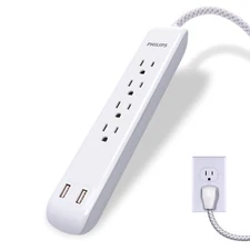 Philips 4 Outlet Surge Protector With Usb Ports 720 Joules 4Ft Power Strip