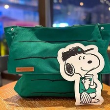 2025 New Starbucks Snoopy Tote Bag Shoulder Bag  WHITE/GREEN Color